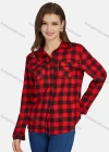 Wholesale Women's Casual Plaid Print Long Sleeve Flap Pockets Button Down Shirt 2101# - Liuhuamall