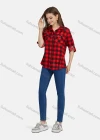 Wholesale Women's Casual Plaid Print Long Sleeve Flap Pockets Button Down Shirt 2101# - Liuhuamall