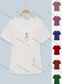 Wholesale Women's Casual Short Sleeve Pendant Button Decor Split Side Knit Tops, LIUHUA CLOTHING WHOLESALE