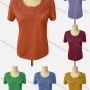 Wholesale Women's Casual Crew Neck Short Sleeve Appliques Knit Blouse preview