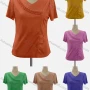 Wholesale Women's Casual V Neck Short Sleeve Beaded Knit Blouse preview