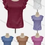 Wholesale Women's Casual Ruffle Sleeve Eyelet Embroidered Knit Blouse preview