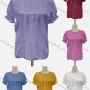 Wholesale Women's Casual Crew Neck Puff Sleeve Ruched Eyelet Embroidered Knit Blouse preview