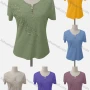 Wholesale Women's Casual Notched Neck Appliques Beaded Blouse preview