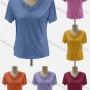 Wholesale Women's Casual Crew Neck Short Sleeve Lace Trim Beaded Blouse preview