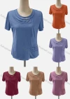 Wholesale Women's Casual Crew Neck Short Sleeve Beaded Blouse - Liuhuamall