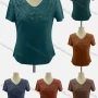 Wholesale Women's Casual V Neck Short Sleeve Beaded Appliques Blouse preview