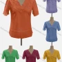 Wholesale Women's Casual V Neck Short Sleeve Eyelet Embroidered Blouse preview