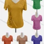 Wholesale Women's Casual V Neck Short Sleeve Beaded Appliques Blouse preview