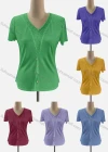 Wholesale Women's Casual V Neck Short Sleeve Rhinestone Blouse - Liuhuamall