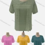 Wholesale Women's Casual Keyhole Neck Short Sleeve Lace Appliques Blouse preview