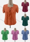 Wholesale Women's Casual Square Neck Short Sleeve Lace Blouse - Liuhuamall