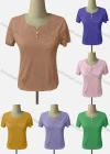 Wholesale Women's Casual Notched Neck Short Sleeve Embroidered Blouse - Liuhuamall