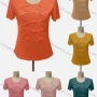 Wholesale Women's Casual Crew Neck Short Sleeve Beaded Blouse preview
