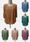 Wholesale Women's Casual Crew Neck 3/4 Sleeve Rhinestone Blouse - Liuhuamall