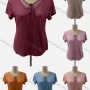 Wholesale Women's Casual Crew Neck Short Sleeve Lace Up Blouse preview