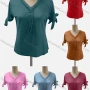 Wholesale Women's Casual V Neck Short Sleeve Lace Up Beaded Blouse preview