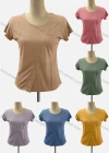 Wholesale Women's Casual Crew Neck Short Sleeve Beaded Blouse - Liuhuamall