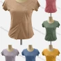 Wholesale Women's Casual Crew Neck Short Sleeve Beaded Blouse preview