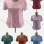 Wholesale Women's Casual Crew Neck Short Sleeve Honeycomb Beaded Blouse preview