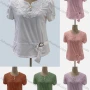 Wholesale Women's Casual Notched Neck Short Sleeve Appliques Buckle Decro Blouse preview