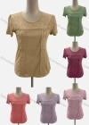 Wholesale Women's Casual Crew Neck Short Sleeve Lace Blouse - Liuhuamall