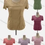 Wholesale Women's Casual Crew Neck Short Sleeve Lace Blouse preview