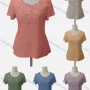 Wholesale Women's Casual Short Sleeve Appliques Blouse preview