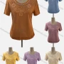 Wholesale Women's Casual Crew Neck Short Sleeve Appliques Blouse preview