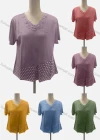 Wholesale Women's Casual Crew Neck Short Sleeve Lace Honeycomb Blouse - Liuhuamall
