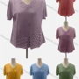 Wholesale Women's Casual Crew Neck Short Sleeve Lace Honeycomb Blouse preview