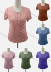 Wholesale Women's Casual Crew Neck Short Sleeve Appliques Blouse - Liuhuamall