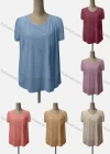 Wholesale Women's Casual Crew Neck Short Sleeve Ruched Blouse - Liuhuamall