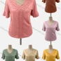 Wholesale Women's Casual Crew Neck Short Sleeve Appliques Blouse preview