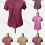 Wholesale Women's Casual Stand Collar Petal Sleeve Frog Buttons Splicing Blouse preview