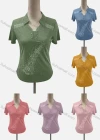 Wholesale Women's Casual Lapel Short Sleeve Embroidered Blouse - Liuhuamall