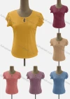 Wholesale Women's Casual Keyhole Neck Short Sleeve Hollow Out Blouse - Liuhuamall