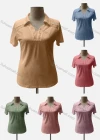 Wholesale Women's Casual Lapel Short Sleeve Button Decor Blouse - Liuhuamall