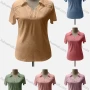 Wholesale Women's Casual Lapel Short Sleeve Button Decor Blouse preview
