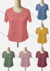 Wholesale Women's Casual Crew Neck Short Sleeve Beaded Blouse - Liuhuamall