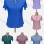 Wholesale Women's Casual Keyhole Neck Short Sleeve Lace Up Blouse preview