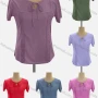 Wholesale Women's Casual Keyhole Neck Short Sleeve Lace Up Appliques Blouse preview