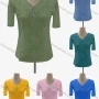 Wholesale Women's Casual V Neck Short Sleeve Lace Decro Blouse preview