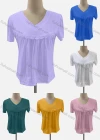 Wholesale Women's Casual V Neck Short Sleeve Lace Appliques Blouse - Liuhuamall
