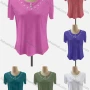 Wholesale Women's Casual Crew Neck Short Sleeve Beaded Blouse preview