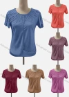 Wholesale Women's Casual Crew Neck Short Sleeve Appliques Beaded Blouse - Liuhuamall