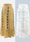 Wholesale Women's Vintage Gold Thread Embroidery Chiffon Maxi Skirt - Liuhuamall