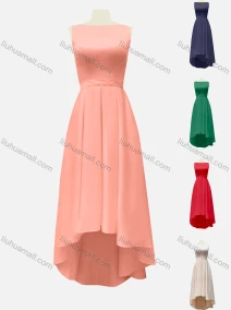 Wholesale Women's Elegant Sleeveless Plain High Low Hem Evening Dress, LIUHUA CLOTHING WHOLESALE