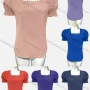 Wholesale Women's Casual Square Neck Puff Sleeve Appliques Blouse preview