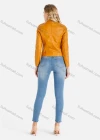 Wholesale Women's Plain Stand Collar Rivets Zipper Pockets Button Front Crop Faux Leather Jacket - Liuhuamall